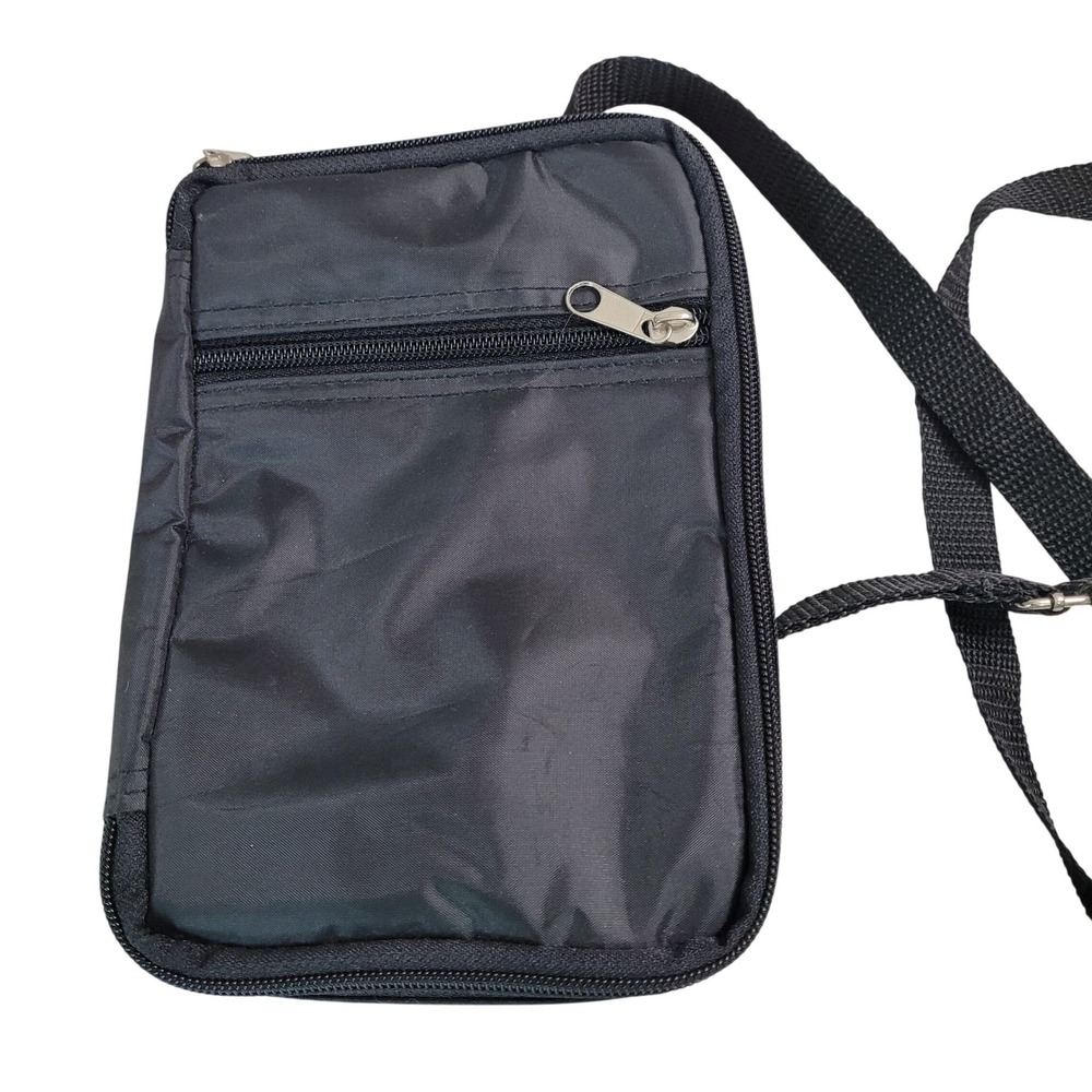 Unbranded Travel Pouch Crossbody Bag Unisex Small Black Excellent Nylon Utility